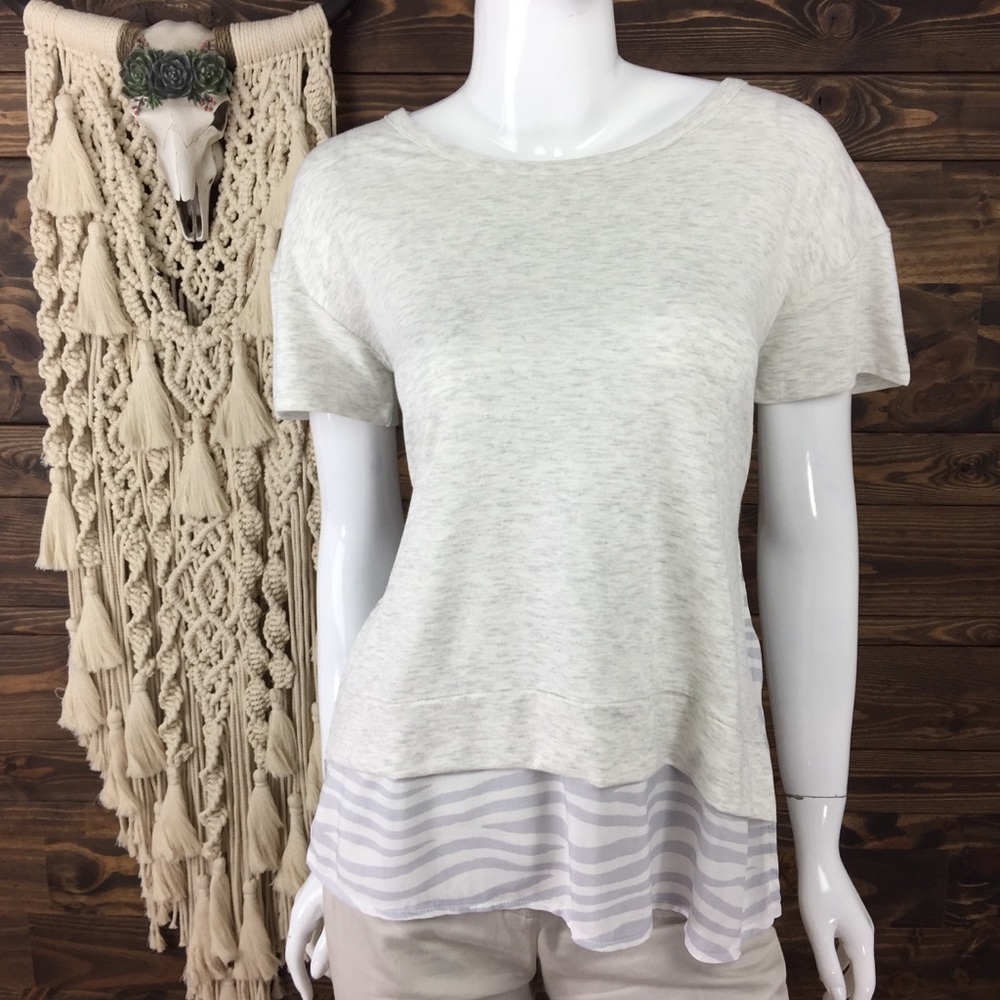 Como Blue | Tiered Stripe Zebra Marl Blouse